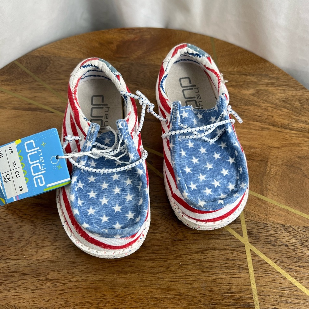 Hey Dude Wally Toddler Red and Blue Star Shoes